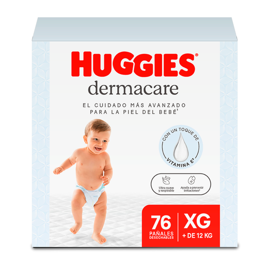 Pañales Huggies Dermacare Talla XG, 76 uds